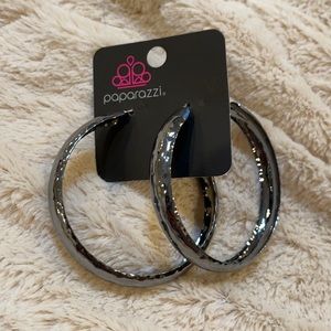 Gunmetal hoop earrings